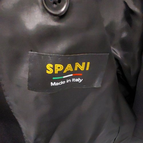 2PC MEN'S MODA SPANI 100% VIRGIN WOOL SUIT JACKET & PANTS - 52 - BLACK (MODEL: A-TOLEDO-PI) image 5