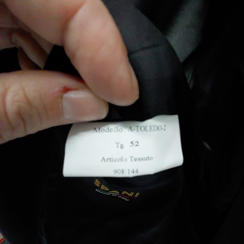 2PC MEN'S MODA SPANI 100% VIRGIN WOOL SUIT JACKET & PANTS - 52 - BLACK (MODEL: A-TOLEDO-PI) image 6