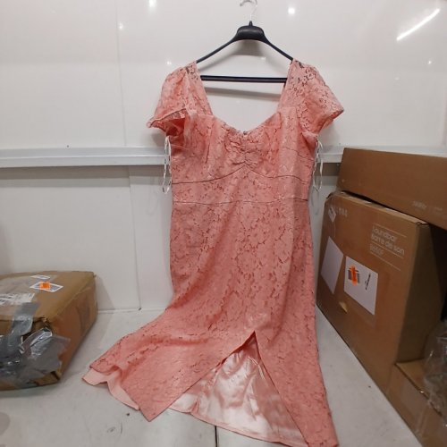 WOMENS CITY CHIC PLUS SIZED MAISIE LACE MIDI EVENING DRESS - SIZE 20/L - BALLET PINK image 2