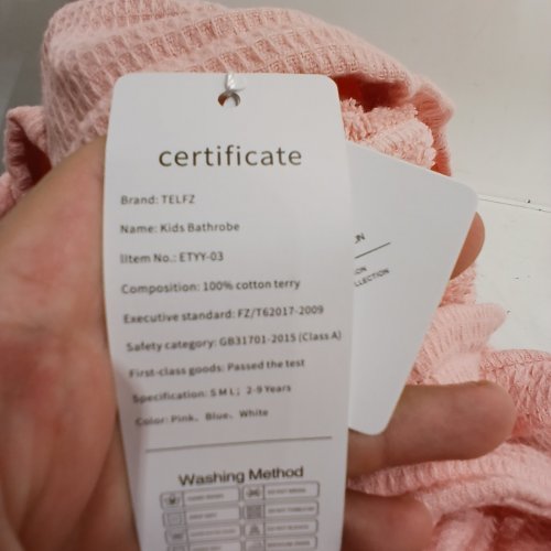 TELFZ HOODED COTTON TERRY KIDS BATHROBE - 2-9 YEARS - PINK (ITEM: ETM-03) image 2