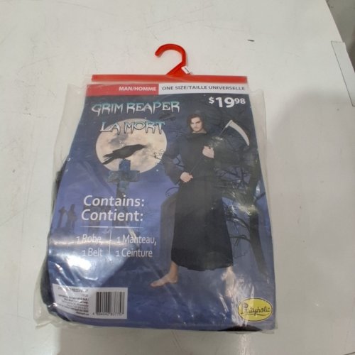 2PC MEN'S PARTYHOLIC GRIM REAPER COSTUME ROBE AND BELT - OSFM - BLACK (STYLE: 11129) image 2