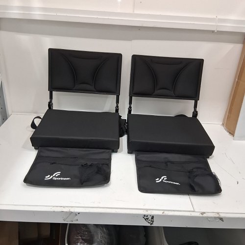 SPORTNEER STADIUM SEATS WITH BACKS & ADJUSTABLE HEIGHT & RECLINING POSITIONS WITH PADDED CUSHION FOR SPORTS EVENTS OUTDOOR CAMPING - 15.7" X 13.2" - BLACK (MODEL: KTY-03) image 2