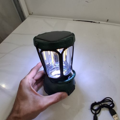 MESQOOL SOLAR HAND CRANK CAMPING LANTERN - ADJUSTABLE BRIGHTNESS, 6000MAH, PHONE CHARGER - DARK GREEN (MODEL: CL7000) image 2