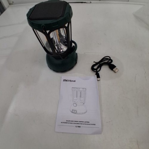 MESQOOL SOLAR HAND CRANK CAMPING LANTERN - ADJUSTABLE BRIGHTNESS, 6000MAH, PHONE CHARGER - DARK GREEN (MODEL: CL7000) image 4
