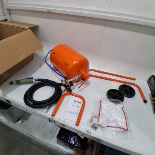 PORTABLE ABRASIVE BLASTING TANKABLE ABRASIVE BLASTING TANK, AIR SAND BLASTING KIT WITH 4 CERAMIC NOZZLES AND OIL-WATER SEPARATOR FOR PAINT, STAIN, RUST REMOVAL - 60-110PSI - 5GAL - ORANGE (MODEL: FF-Q901) image 2