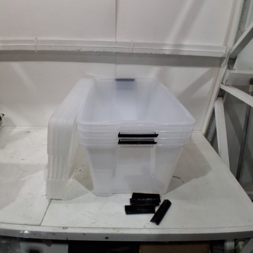 4PK IRIS STACK & PULL MULTI-PURPOSE STORAGE BINS/BOX - 72QT/EACH - CLEAR (MODEL: TB-62) image 2