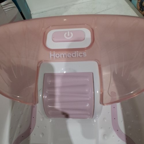 HOMEDICS BUBBLE BLISS DELUXE FOOTBATH WITH 3 MASSAGE ATTACHEMENTS, HEAT MAINTENANCE AND SPLASH GUARD - PINK AND WHITE (MODEL: FB-52JA) image 2