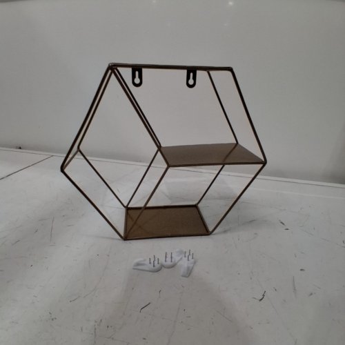 GEOMETRIC IRON WALL STORAGE RACK - 9.8"X5.7" - BRONZE image 2