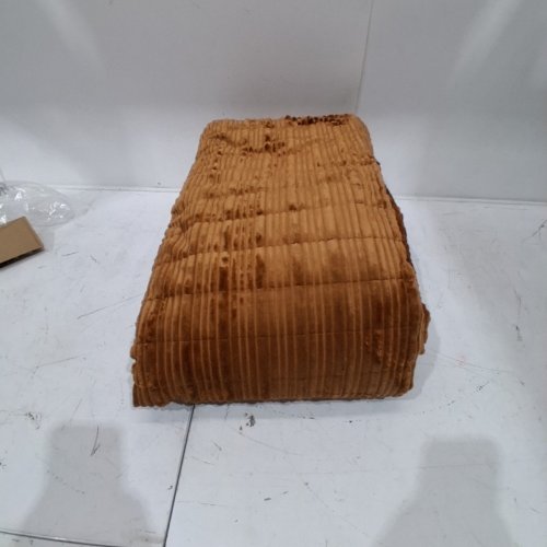 RIBBED PLUSH BLANKET - 94" X 94" - BROWN image 2