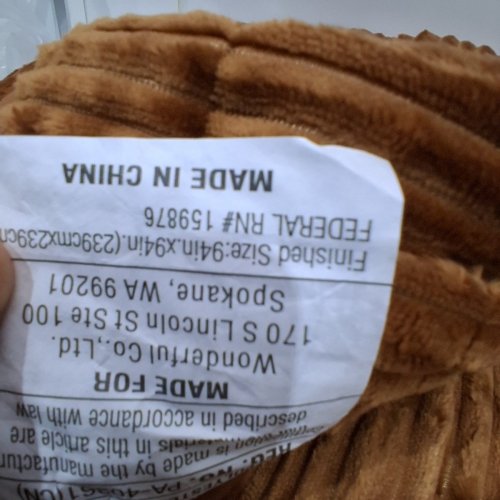 RIBBED PLUSH BLANKET - 94" X 94" - BROWN image 3