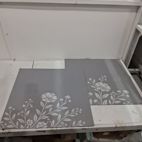 2PK FLORAL LANDURY DRY MATS -23" X 23"- GRAY AND WHITE image 2