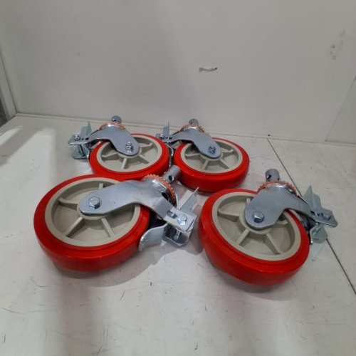 4PK VEVOR SCAFFOLDING WHEELS SET - 3200LBS - 8" - RED image 2