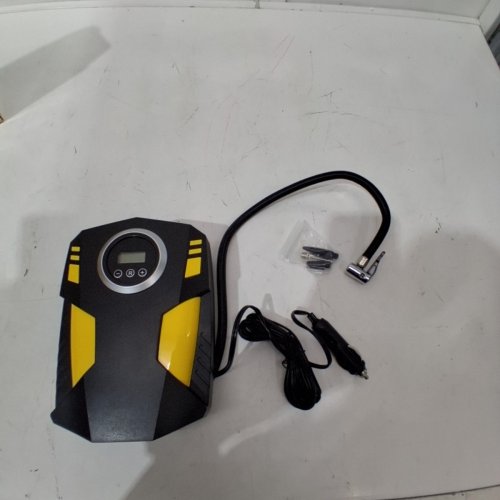 SLATIOM RECHARGABLE CORDLESS PORTABLE DIGITAL AIR COMPRESSOR - 12V 100W 150PSI - BLACK/YELLOW (MODEL: YD-787) image 3