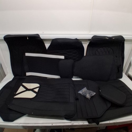 WELLDO FULL SET CAR SEAT COVERS - UNIVERSAL FIT - BLACK image 2
