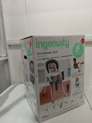 Ingenuity Trio Foldaway 6-in-1 Baby High Chair - 6M TO 5Y - GREY/WHITE image 2