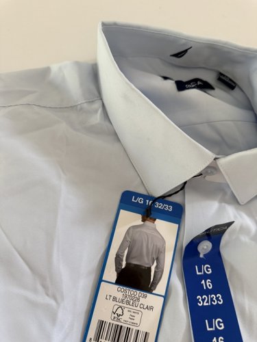 MEN'S NAUTICA OXFORD SLIM FIT Dress SHIRT -  large 16 (32/33) - Light BLUE (STYLE: 1970226) image 3