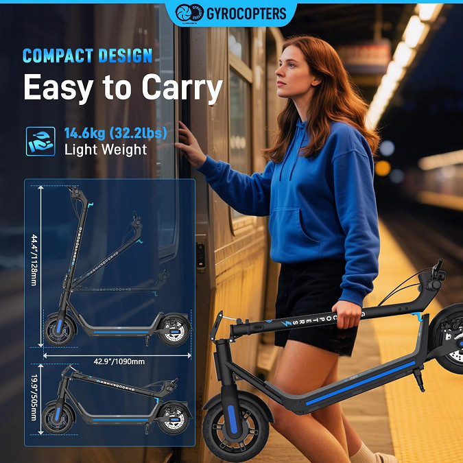 GYROCOPTERS FLASHX ELECTRIC SOOTER with SMART ANTI-THEFT LOCK APP - 30KM/H - BLACK/Blue - (MODEL: FLASHX) image 2