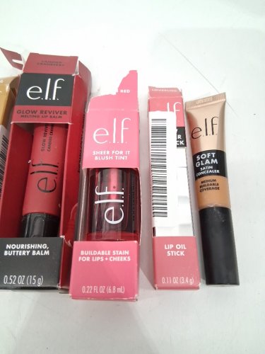 5 assorted elf makeup products - assorted  sizes, types and uses - concealer / lip balm / blush tint / lipstick image 4