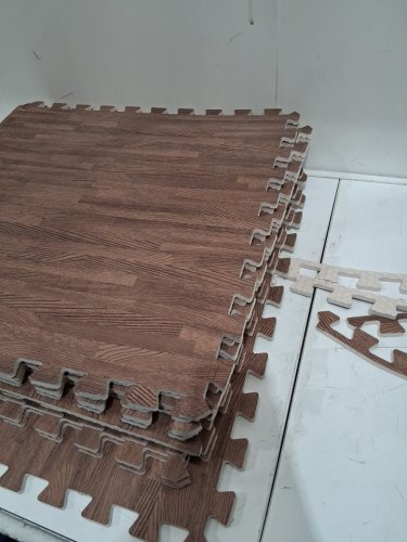 12PK YES4ALL Interlocking Exercise Foam Mats - 12" x 12" - DARK OAK WOOD - (MODEL: EWUN) image 4