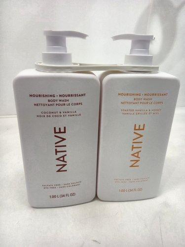 2PC NATIVE nourishing body wash - coconut & vanilla/ toasted vanilla honey- 1l/each image 2