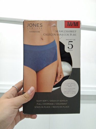 4PK Women's Jones New York Silky Soft Seamless Briefs - MEDIUM - Black/white (Style: 1476501) image 2