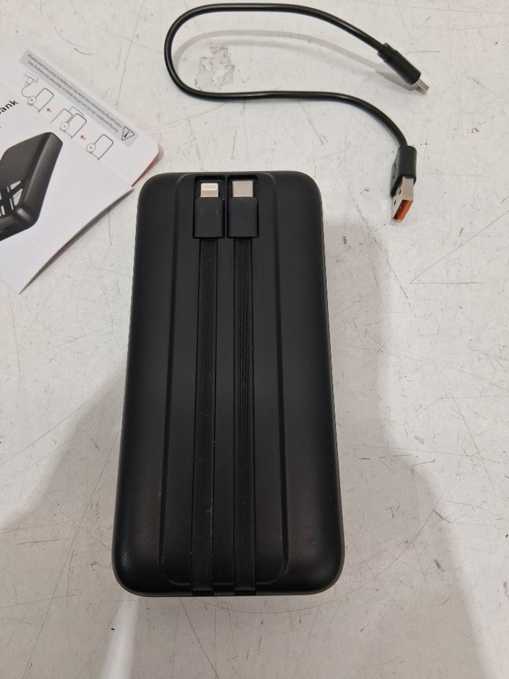 SAIKATI Portable Power Bank Charger with 2 Built-in Output Cables - 40000mah - 22.5w charging - black (MODEL:k110) image 4