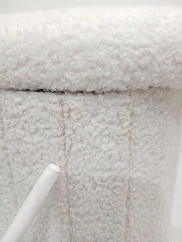 2PC Upholstered Boucle Barrel Accent Chair with Slide Under Ottoman - White (Model: LC1-10004-US-111-C042-1) image 4