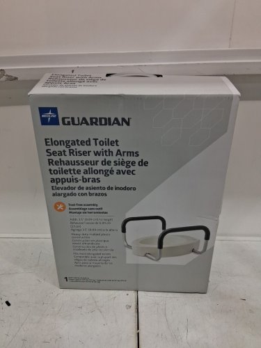 medline guardian Elongated Toilet Seat Riser with Arms - 3.5" - 400lb Capacity - white/grey (model: G4-301LRX1) image 2