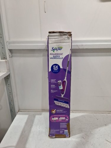 SWIFFER POWERMOP MULTI-SURFACE MOP KIT WITH 2 MOPPING PAD REFILLS, 1 FLOOR CLEANING SOLUTION WITH FRESH SCENT AND 2 BATTERIES - PURPLE AND WHITE image 2