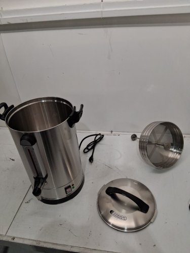 dual wall stainless steel large 100-cup coffee urn commercial coffee maker with easy pour dispenser - 4.2gal, 1300w (model: ml-16c2-c) image 3