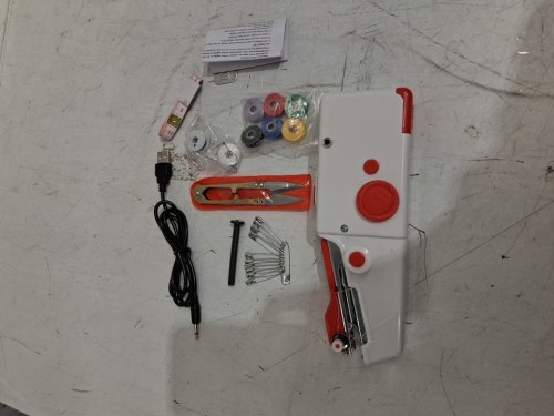 golden spike handy stitching portable handheld sewing machine - red/white image 3