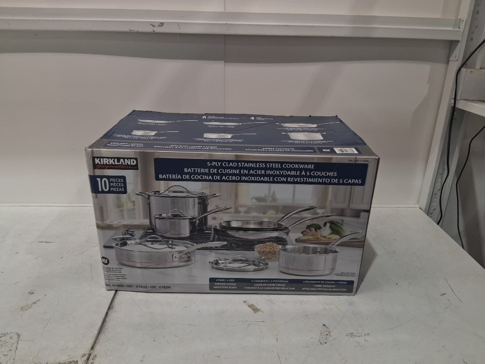 10pc kirkland signature 5-ply clad stainless steel cookware - stainless steel - (model: 1119338) image 2