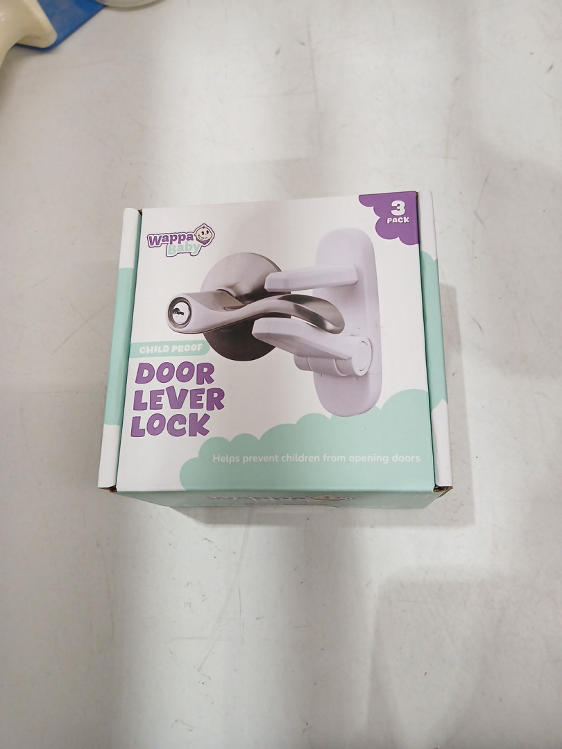 3pk wappa baby door lever lock - white image 2