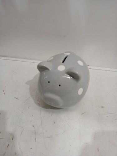 PEARHEAD PIGGY BANK - GREY/WHITE POLKA DOTS image 3