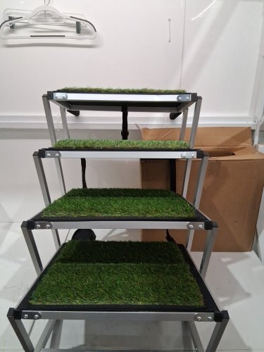 Foldable Dog Car Steps with Non Slip Artificial Grass for large dogs - green/silver image 5