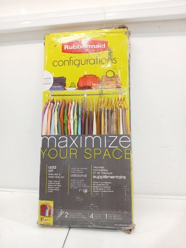 RUBBERMAID CONFIGURATIONS ADD ON SHELVES KIT with clothing bar - 26" - White image 2
