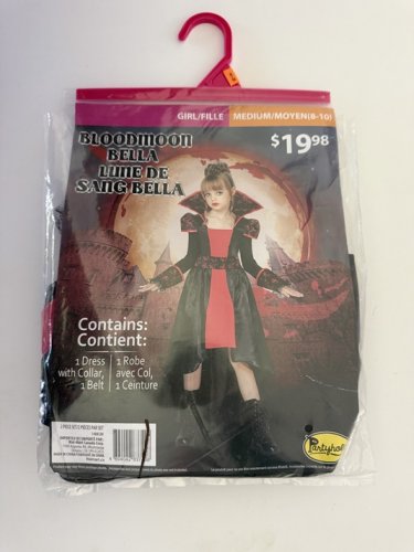 2PC GIRL'S PARTYHOLICS BLOODMOON BELLA COSTUME - MEDIUM (8-10) - BLACK / RED (STYLE: 14882 L) image 2