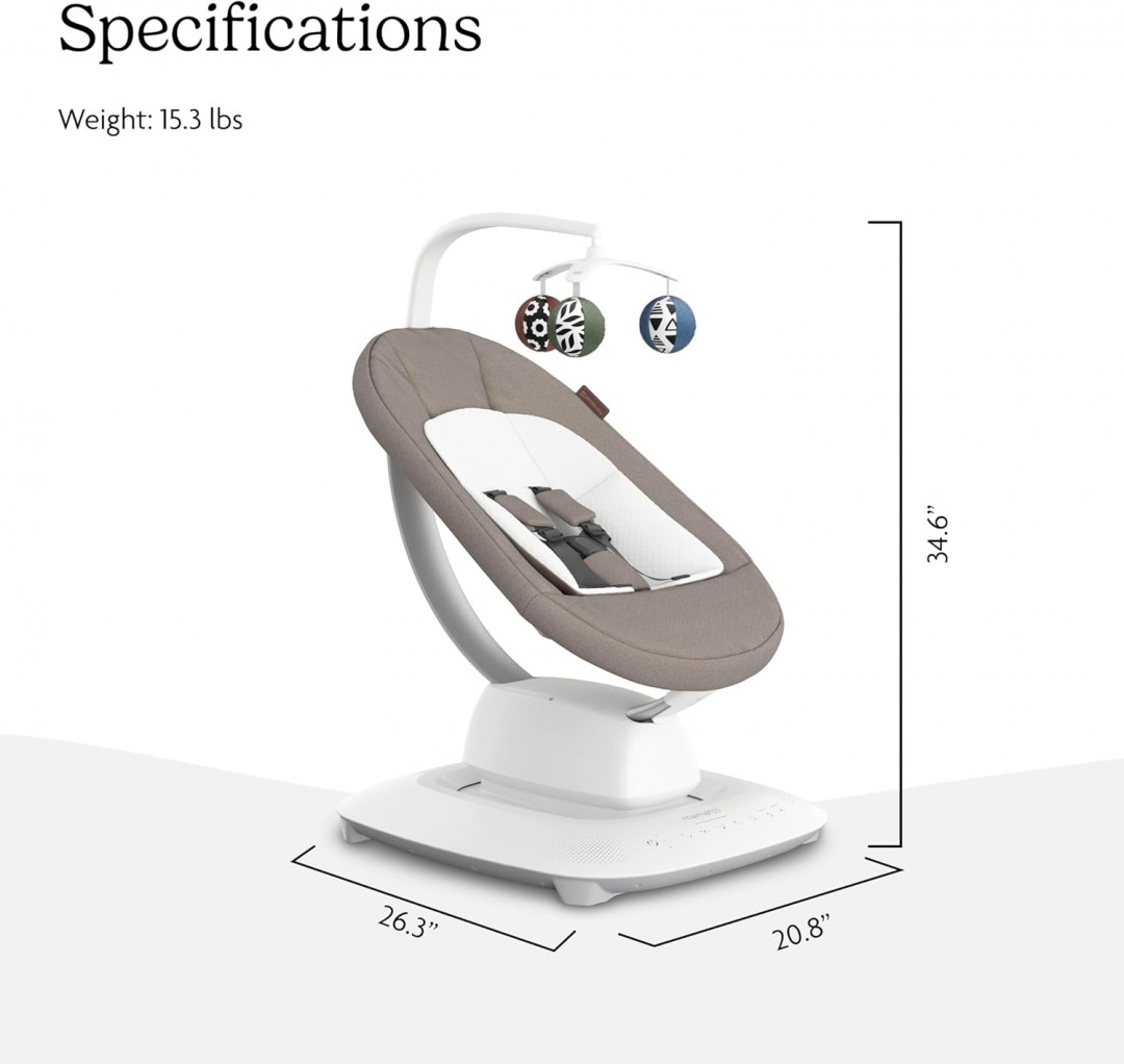 UPPABABY MAMAROO SMART SWING - 5 MOTIONS, 5 SPEEDS, 4 SOUNDS WITH MOTIONSYNC TECHNOLOGY AND BLUETOOTH - 36" - SAND - (MODEL: 2001-MRO-NA-CHR)) image 2