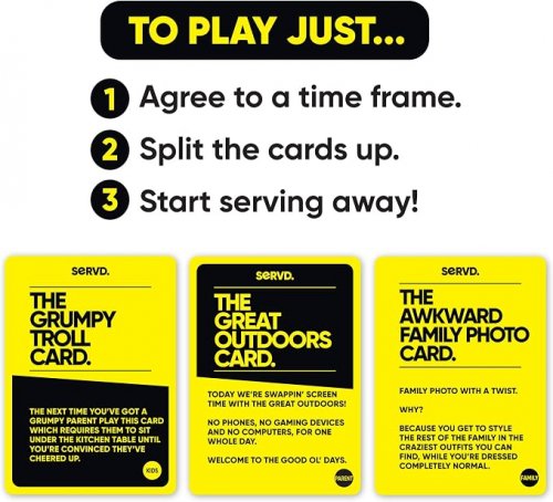 HASBRO GAMES SERVD. family fun card game - turn your life into a game, one card at a time - KIDS VS PARENTS - 8+ image 2