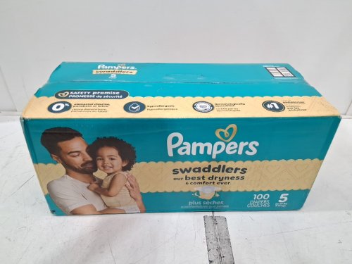 100PK PAMPERS SWADDLERS up to 100% LEAKPROOF BABY DIAPERS - SIZE 5 (20-37lb) image 2