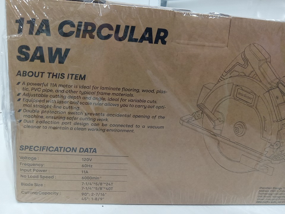 ENVENTOR corded 7-1/4" circular saw with precise laser guide & 2 assorted 185mm blades - 11a, 5800rpm - blue (MODEL: SGCS1400) image 8