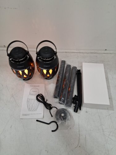 2pk Gabba Goods Tiki Torch Water Resistant Outdoor TWS LED Flame Speaker with Bluetooth 5.0 - 5hrs Playtime - 5FT - black/silver (MODEL: GG-BVTX-BLK) image 4