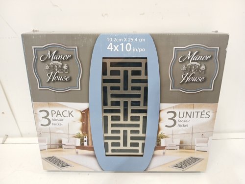 3PK MANOR HOUSE ORIENTAL FLOOR REGISTER VENT COVERS - 4" X 10" - BRUSHED NICKEL Silver (MODEL: 7896310) image 3