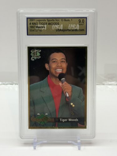 GRADED 9.0 MINT 2001 LEGENDS SPORTS VOL 13 NUM 1 #NNO TIGER WOODS 1997 MASTERS CARD image 5