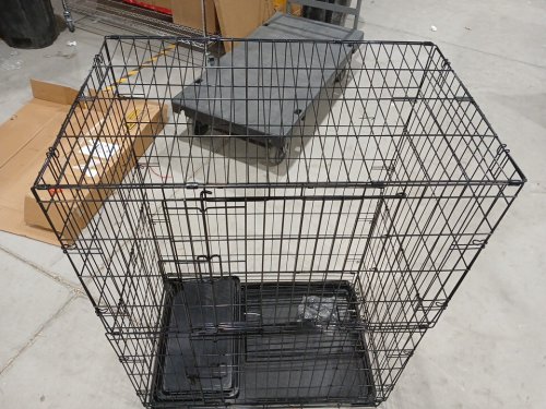 AMAZONBASICS 3-tier LARGE folding metal CAT/pet CAGE PLAYPEN with 2 doors & wheels - BLACK (MODEL: 9050) image 5