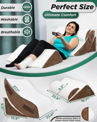 3PC LUNIX ORTHOPEDIC MEMORY FOAM BED WEDGE pillow set - oat brown (MODEL: LX5) image 2