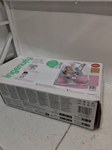 ingenuity convert me 2-in-1 compact portable automatic baby swing & infant seat with nature sounds - 0 to 9 months, 6lbs to 20lbs - swell (model: 12579/3407) image 2