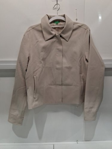 women's colors of benetton zip up collared jacket - medium - beige (style: 1845670) image 2