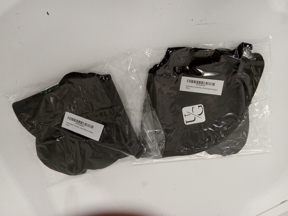2 (2PC) *custom* "U/G" logo stuffable neck pillow cover & eye mask for extra clothing storage - black image 2