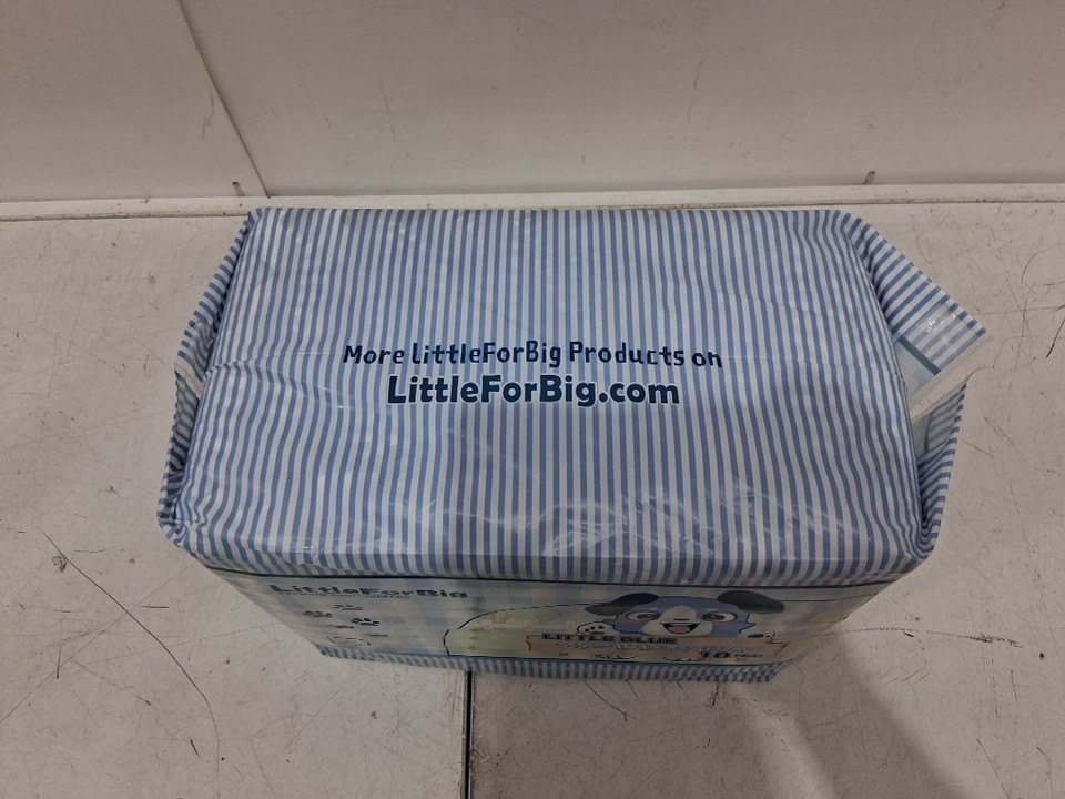 10PK LittleForBig Little Blue Cloth Back Adult Diapers - M 28" - 38" - Blue/White image 4